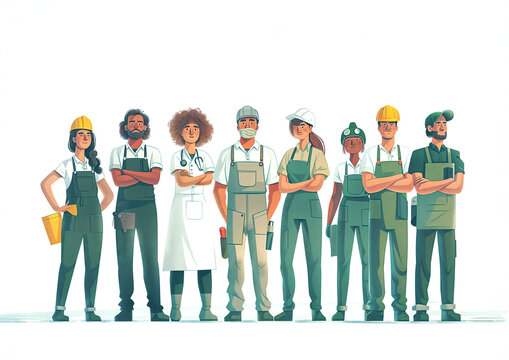 Group of People Different Professions Standing Together at Event. Copy Space. Ideal for Banner, Social Media