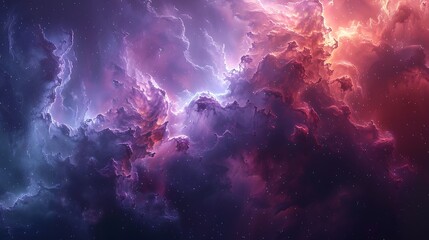 Fototapeta premium Create an artistic representation of a nebula blooming like a vibrant flower in space, using a palette of deep purples, blues, and pinks to highlight its rich textures.