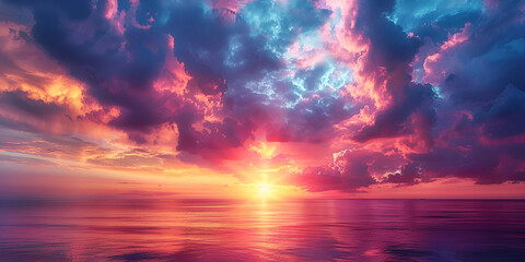 Celestial Drama: Intense Sunset Amongst Storm Clouds"