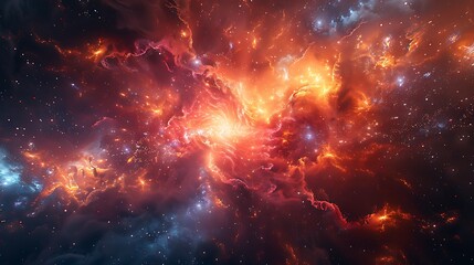 A supernova explosion captured in full symphony, blending chaotic movements and vivid colors across the cosmos.