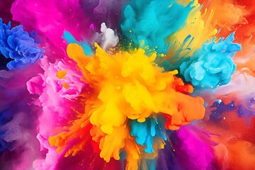 An impressive display of a vibrant burst of colorful paint, creating a dynamic and lively composition