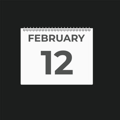 February 12 calendar reminder. 12 February daily calendar icon template. Calendar 12 February icon Design template. Vector illustration
