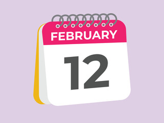 February 12 calendar reminder. 12 February daily calendar icon template. Calendar 12 February icon Design template. Vector illustration
