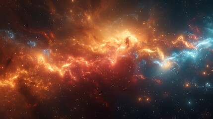 Fototapeta premium Create an artistic representation of two galaxies in the midst of a celestial collision, with abstract forms and explosive colors illustrating their dynamic merge.