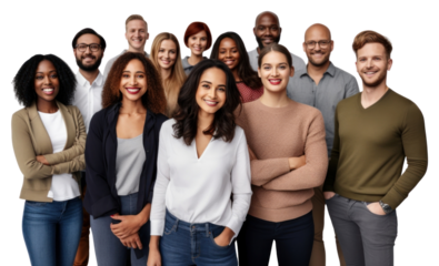 PNG Diverse startup people adult happy white background