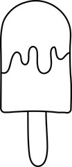 Hand-drawn illustration features a black outline of an ice cream popsicle
