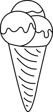 recommend clip art: Black outline of an ice cream cone
