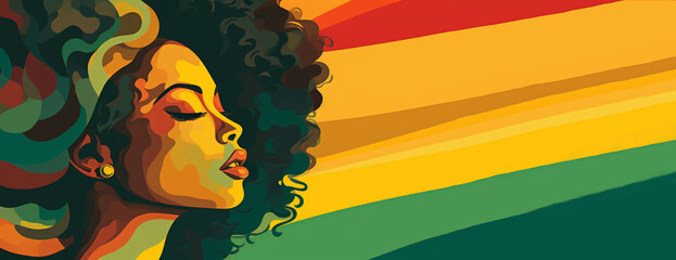 Illustration of african woman in national colors of africa, freedom day, emancipation day. Generative AI