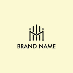 M logo lines abstract modern art vector illustration