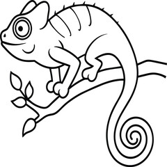 Chameleon coloring pages. chameleon animal line art