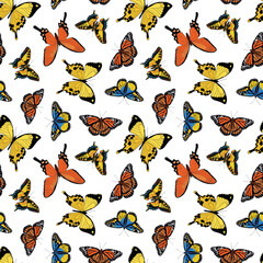 butterflies seamless pattern with hand drawn flying butterflies for nursery textile prints, cards, wrapping paper, wallpaper, etc. EPS 10