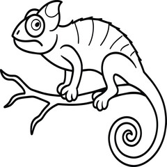 Chameleon coloring pages. chameleon animal line art