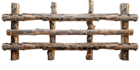 Close Up of Wooden Log Fence