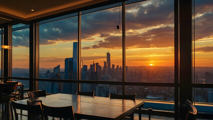 Dine in Skyline Splendor: Sunset Sky Dining Venue with Panoramic City Views and Exquisite Cuisine