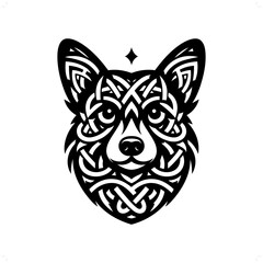 dog, Corgi silhouette in animal celtic knot, irish, nordic illustration