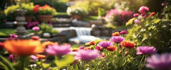 "Springtime Serenity: Family Garden Retreat" - A concept capturing the essence of spring as families retreat to garden sanctuaries amidst blooming flowers, vibrant colors, and the rejuvenating energy 