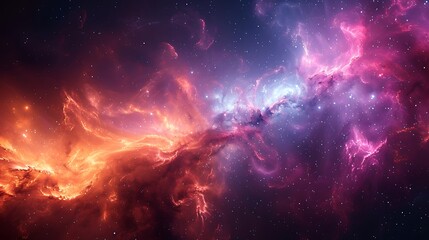 Obraz premium Explore the majestic dance of cosmic dust and nebulae in an expansive universe setting, where each swirl and nebula bursts with vivid colors and life-like detail.