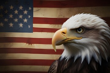 Symbols of Freedom: The Majestic American Bald Eagle Soaring Beside the Stars and Stripes