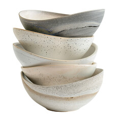 Stack of Beige Ceramic Bowls