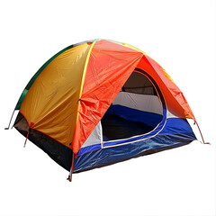 camping tent, isolated white background, equipment for traveling to see the beauty of nature