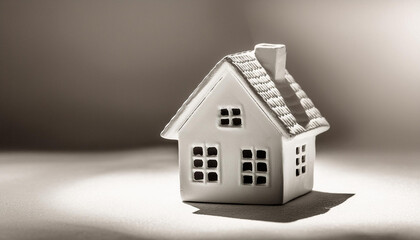 White miniature house model. Property investment business and finance concept, real estate mortgage