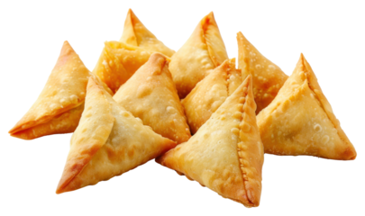 PNG  Mini triangle patti samosa dessert food white background