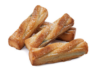 Several delicious cookies isolated on a white background.