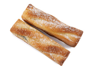 A couple of delicious cookies isolated on a white background. Rectangular cookies.