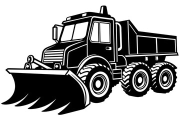 Snowplow silhouette vector illustration isolated on a white background. Snow plow truck concept  design.
