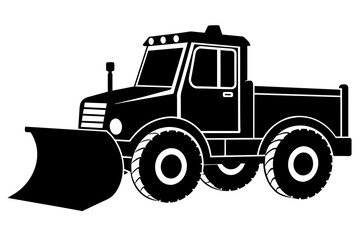 Snowplow silhouette vector illustration isolated on a white background. Snow plow truck concept  design.