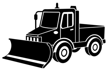 Snowplow silhouette vector illustration isolated on a white background. Snow plow truck concept  design.