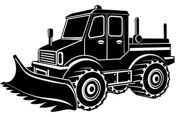 Snowplow silhouette vector illustration isolated on a white background. Snow plow truck concept  design.