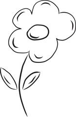 flower line hand drawn simple, plain,minimal