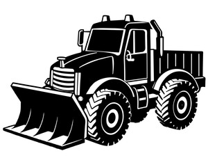 Snowplow silhouette vector illustration isolated on a white background. Snow plow truck concept  design.