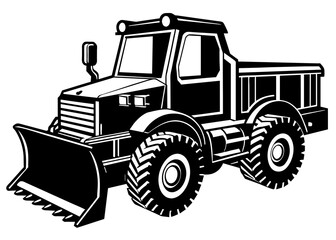 Snowplow silhouette vector illustration isolated on a white background. Snow plow truck concept  design.