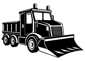 Snowplow silhouette vector illustration isolated on a white background. Snow plow truck concept  design.