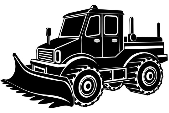 recommend clip art: Snowplow silhouette vector illustration isolated on a white background. Snow plow truck concept  design.