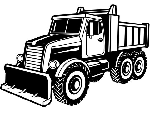 recommend clip art: Snowplow silhouette vector illustration isolated on a white background. Snow plow truck concept  design.