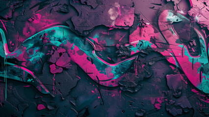 Dark Pink and Cyan Graffiti with Neon Glow