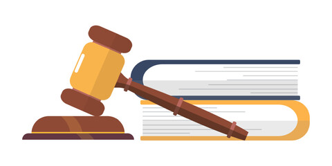 Law and Court vector illustration. Hammer and Books.