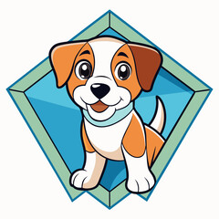 Playful Puppy in Geometric Shapes