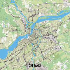 Ottawa, Ontario, Canada map poster art