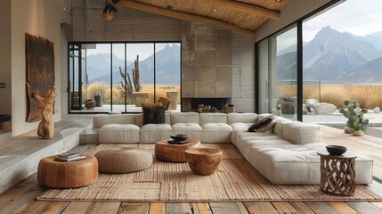 Incorporate natural materials into your modern living room decor, such as wood accents, stone finishes, and leather upholstery.