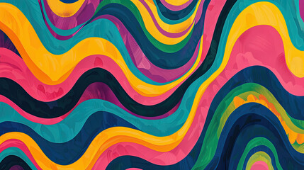 Obraz premium Trippy Wave Pattern, Retro Psychedelic Background
