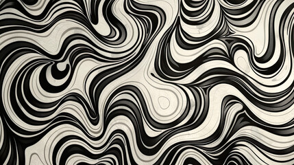Fototapeta premium White and black Trippy Wave Pattern, Retro Psychedelic Background