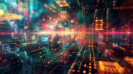 Artistic visualization of modern technology research in a vibrant, abstract style