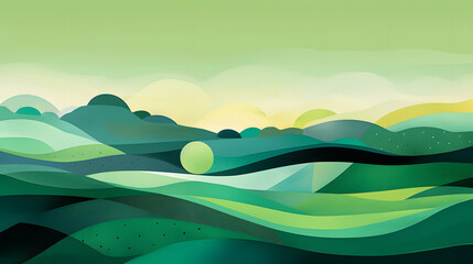 Obraz premium Digital abstract green hills geometric pattern graphic poster background