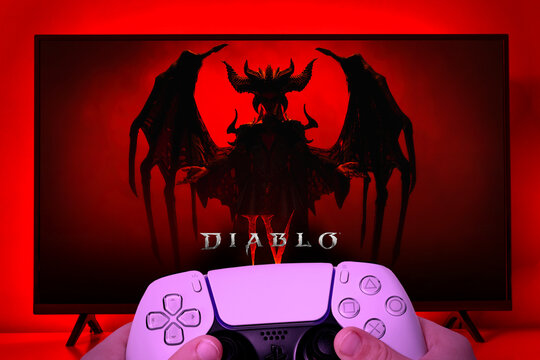 Playing Diablo 4 with Playstation 5 controller, 2 May, 2024, Sao Paulo, Brazil.