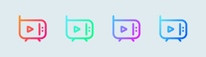 Television line icon in gradient colors. Retro tv signs vector illustration.
