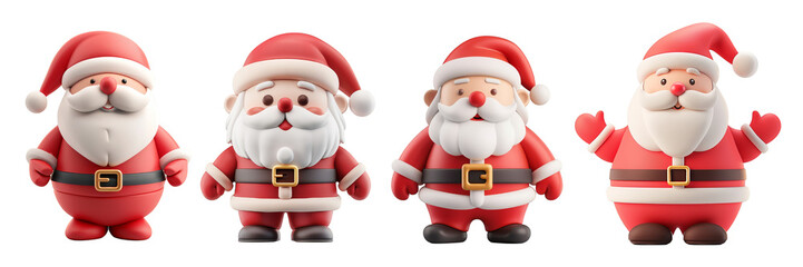 PNG Santa Claus 3d icons and objects collection, in cartoon style minimal on transparent, white background, isolate